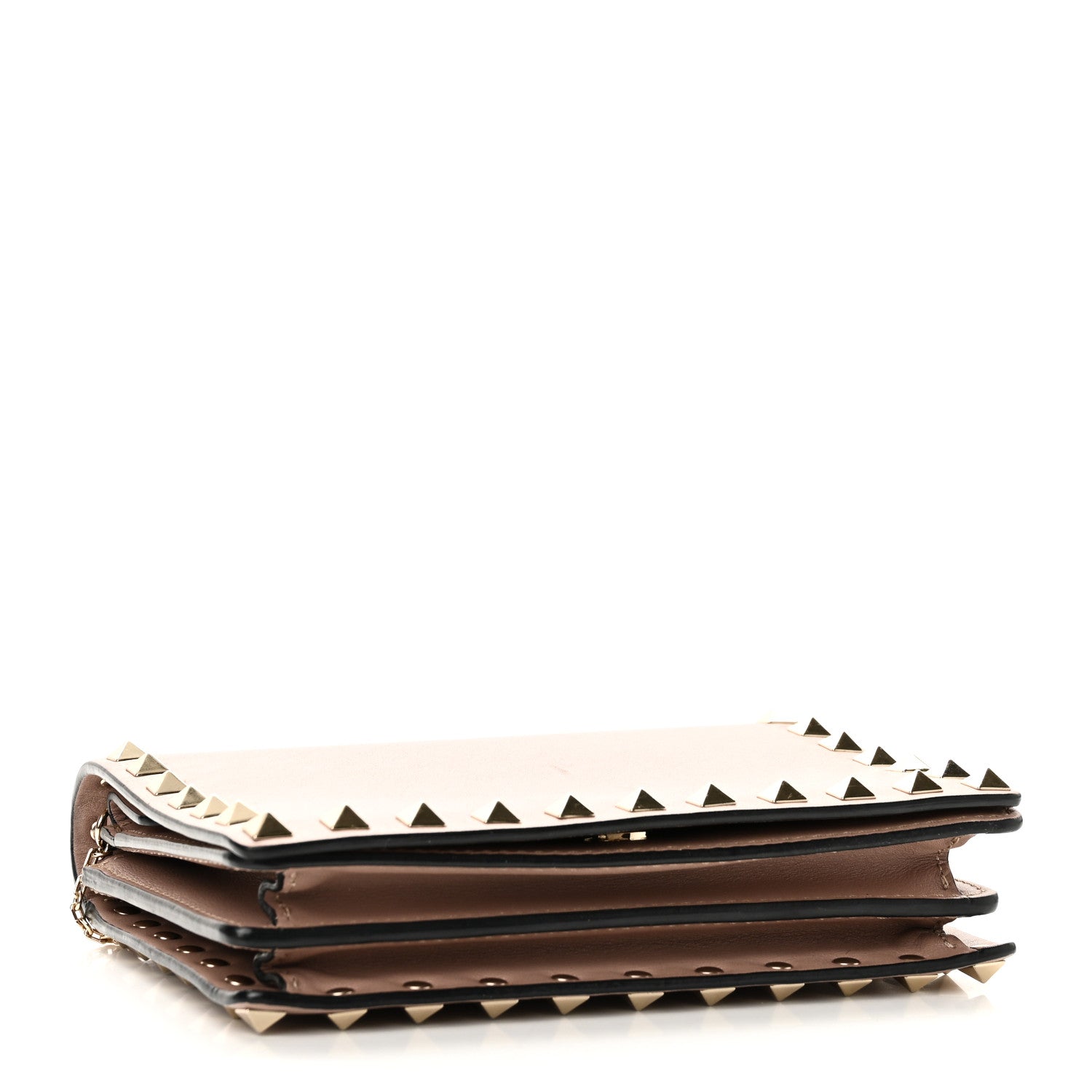 Valentino Garavani Vitello Rockstud Wallet on Chain Poudre 4 of 10