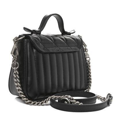 Gucci Calfskin Matelasse Aria Mini GG Marmont Top Handle Shoulder Bag Black 3 of 9