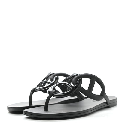 Hermes Rubber Womens Egerie Sandals 37 Black 3 of 8