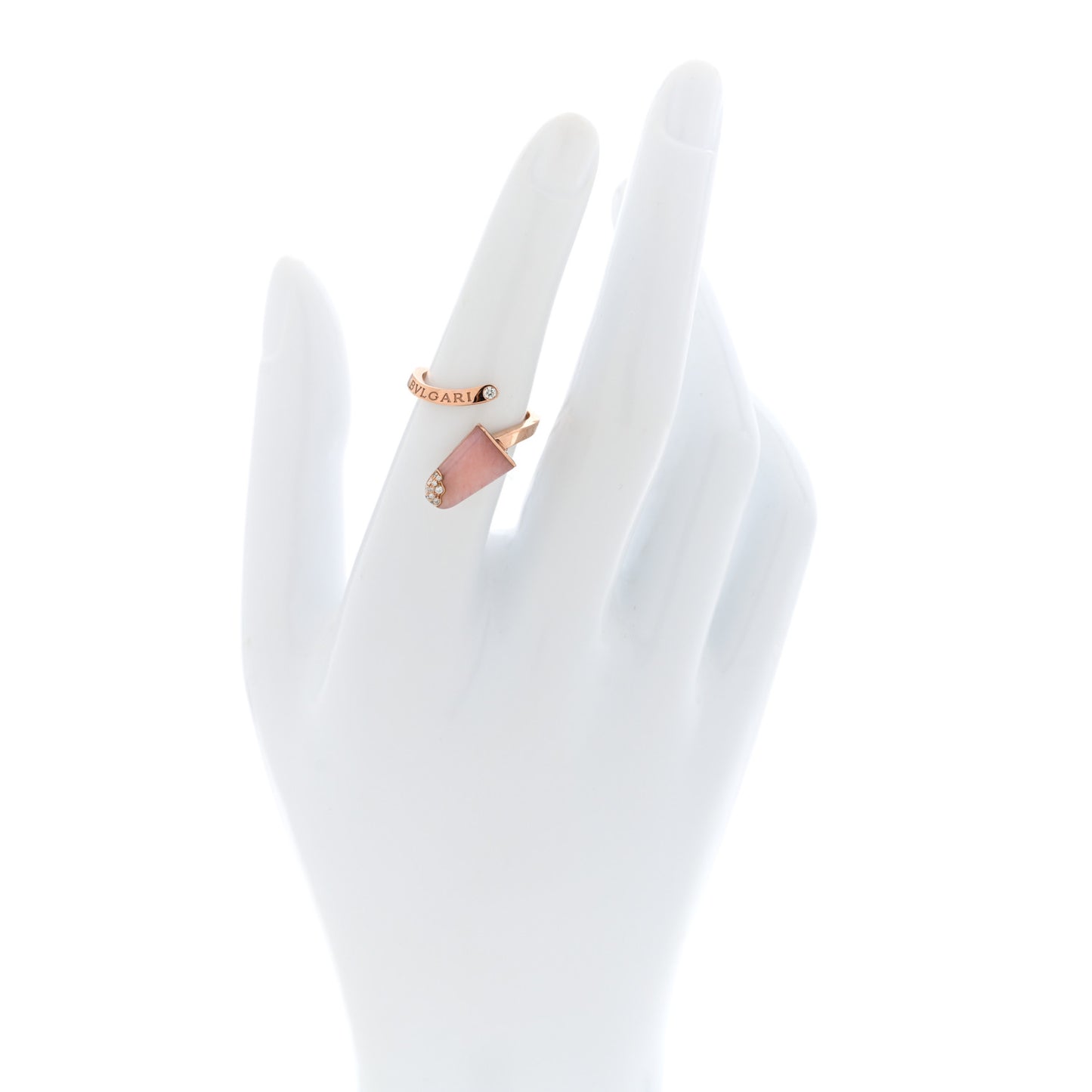 18K Rose Gold Diamond Pink Opal Gelati Ring 50 5.25