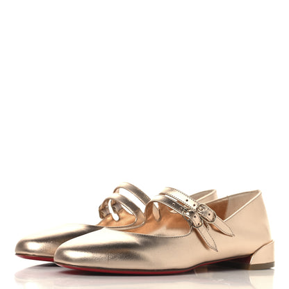 Christian Louboutin Calf Laminato Satin Sweet Jane Flats 35.5 Leche 4 of 8