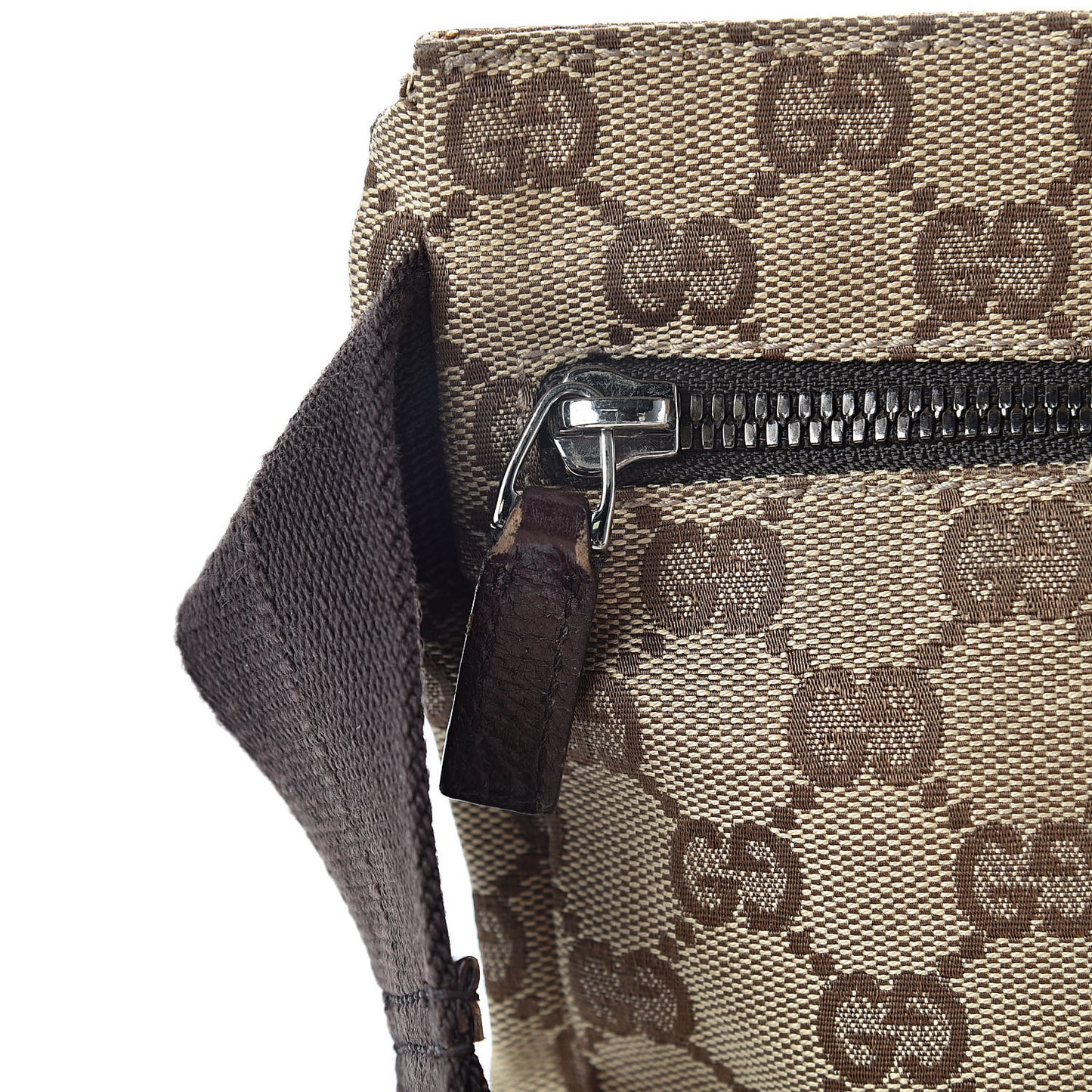 GG Monogram Double Pocket Belt Bag Dark Brown