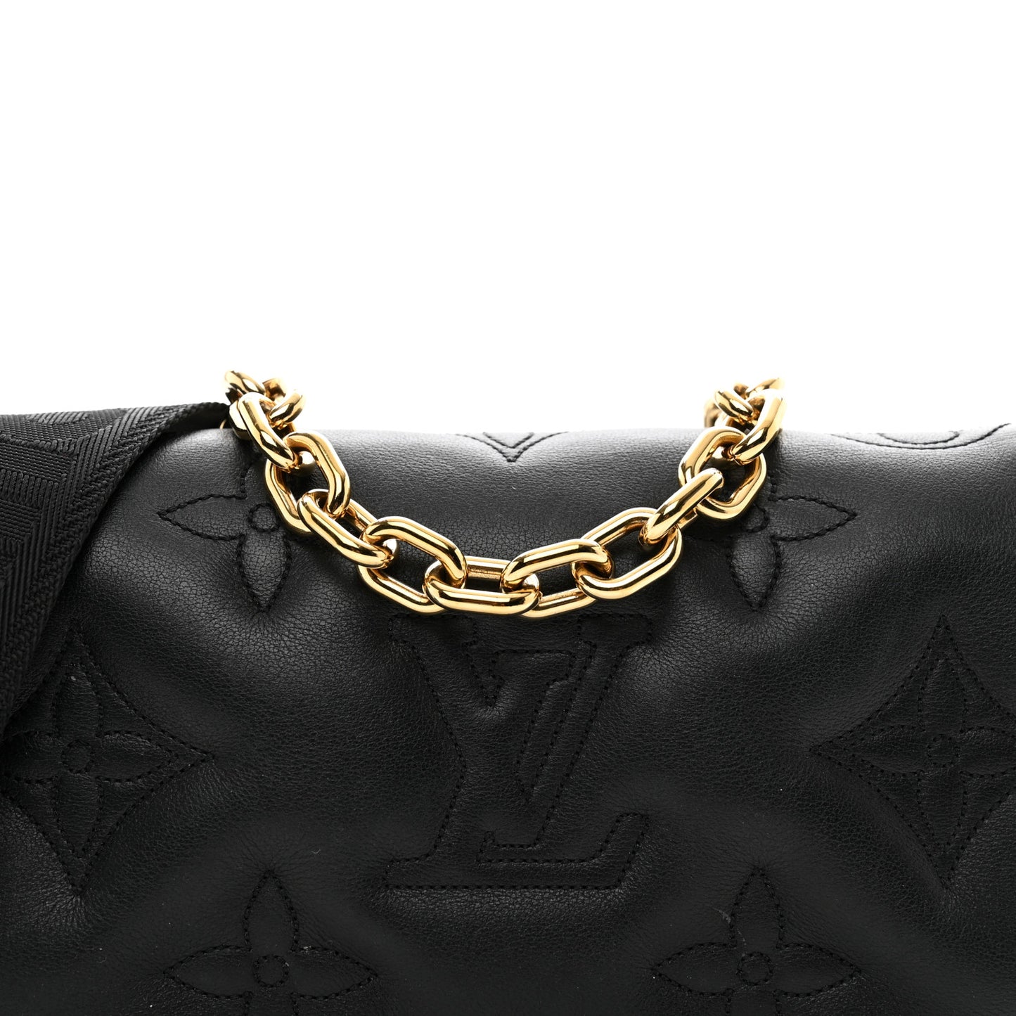 Calfskin Bubblegram Wallet On Strap Black