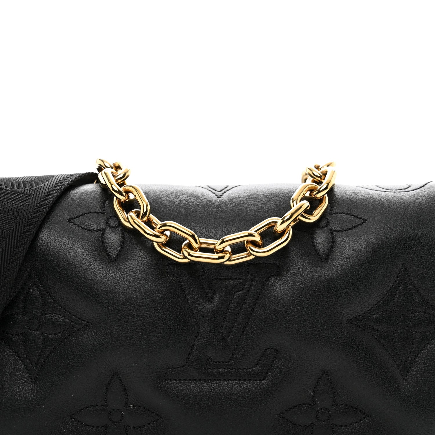 Louis Vuitton Calfskin Bubblegram Wallet On Strap Black 7 of 10
