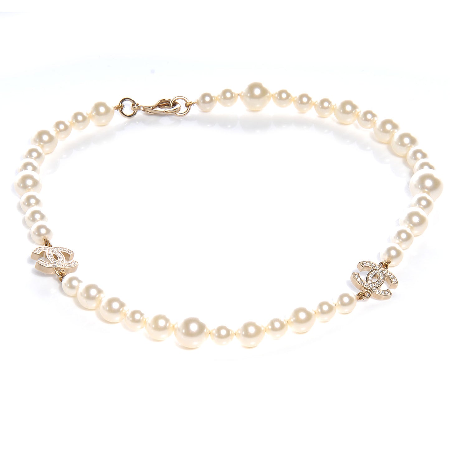 Pearl Crystal CC Short Necklace