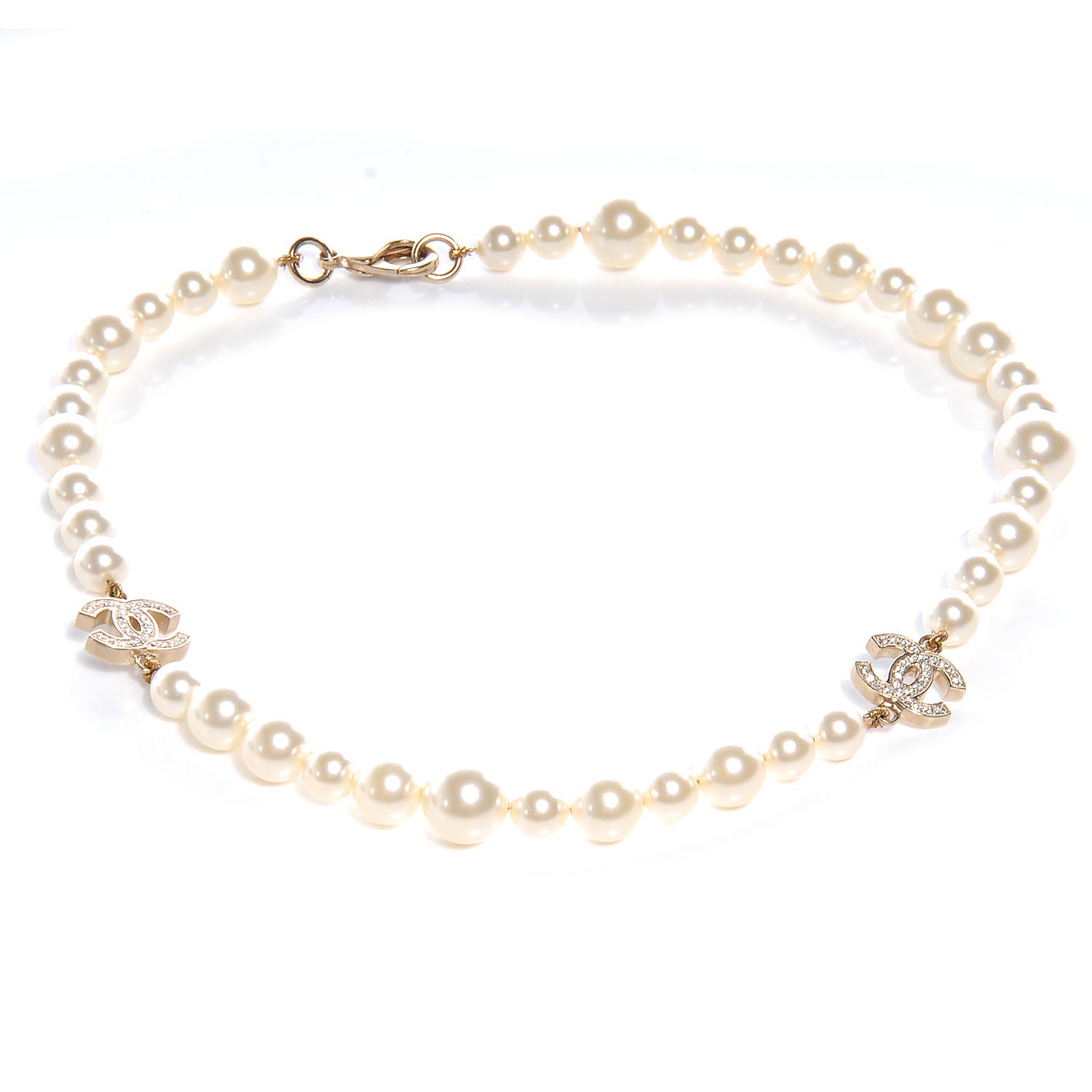 Chanel Pearl Crystal CC Short Necklace 3 of 5