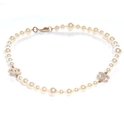 Chanel Pearl Crystal CC Short Necklace 3 of 5