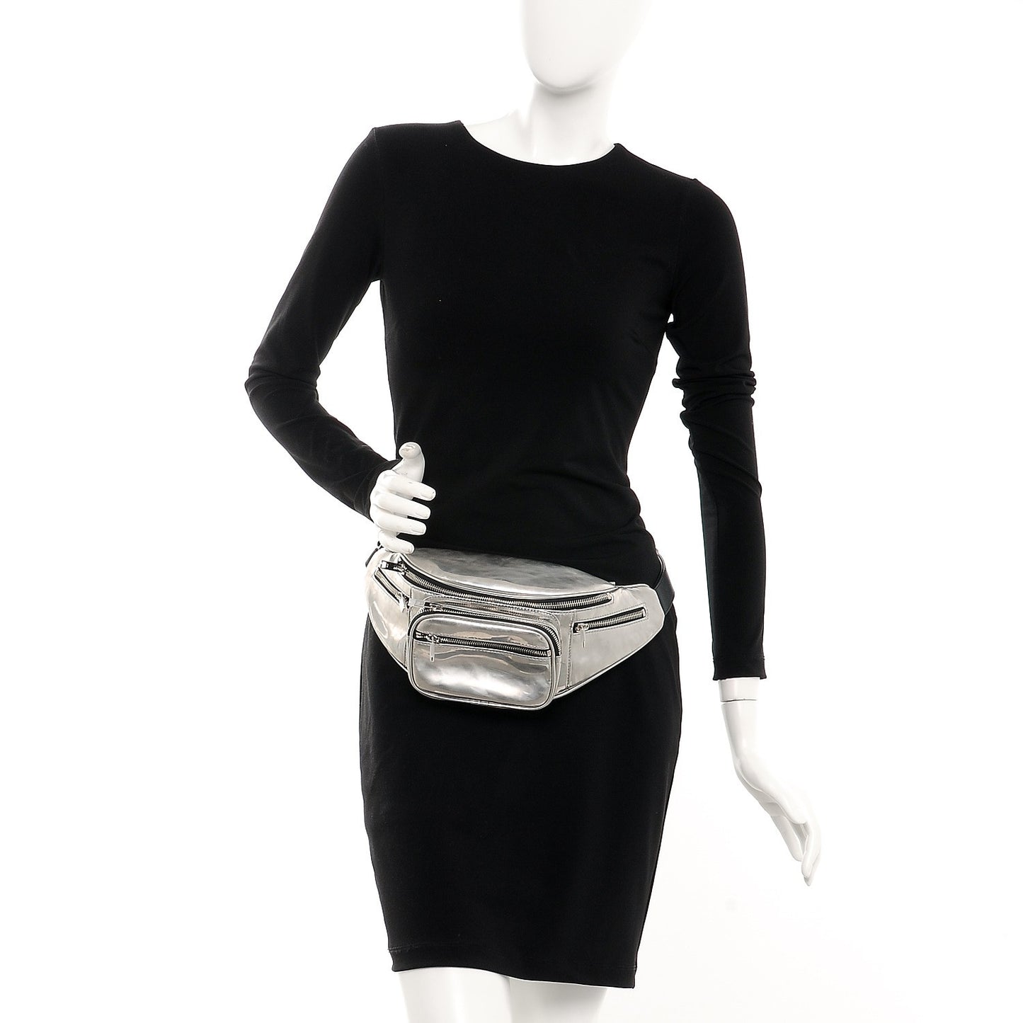 Mirror Mini Attica Chain Fanny Pack Belt Bag Silver