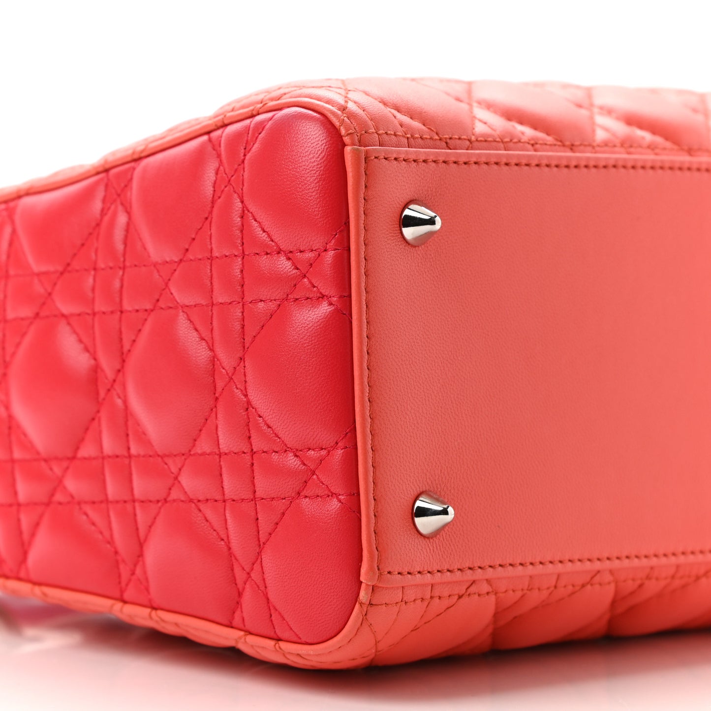 Lambskin Cannage Tri-Color Medium Lady Dior Orange Riviera Fuchsia Cosmopolitan Lipstick Natural