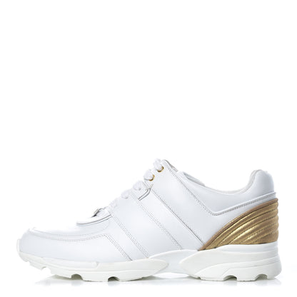 Chanel Calfskin Laminated Lambskin CC Sneakers 41 White Gold 1 of 11