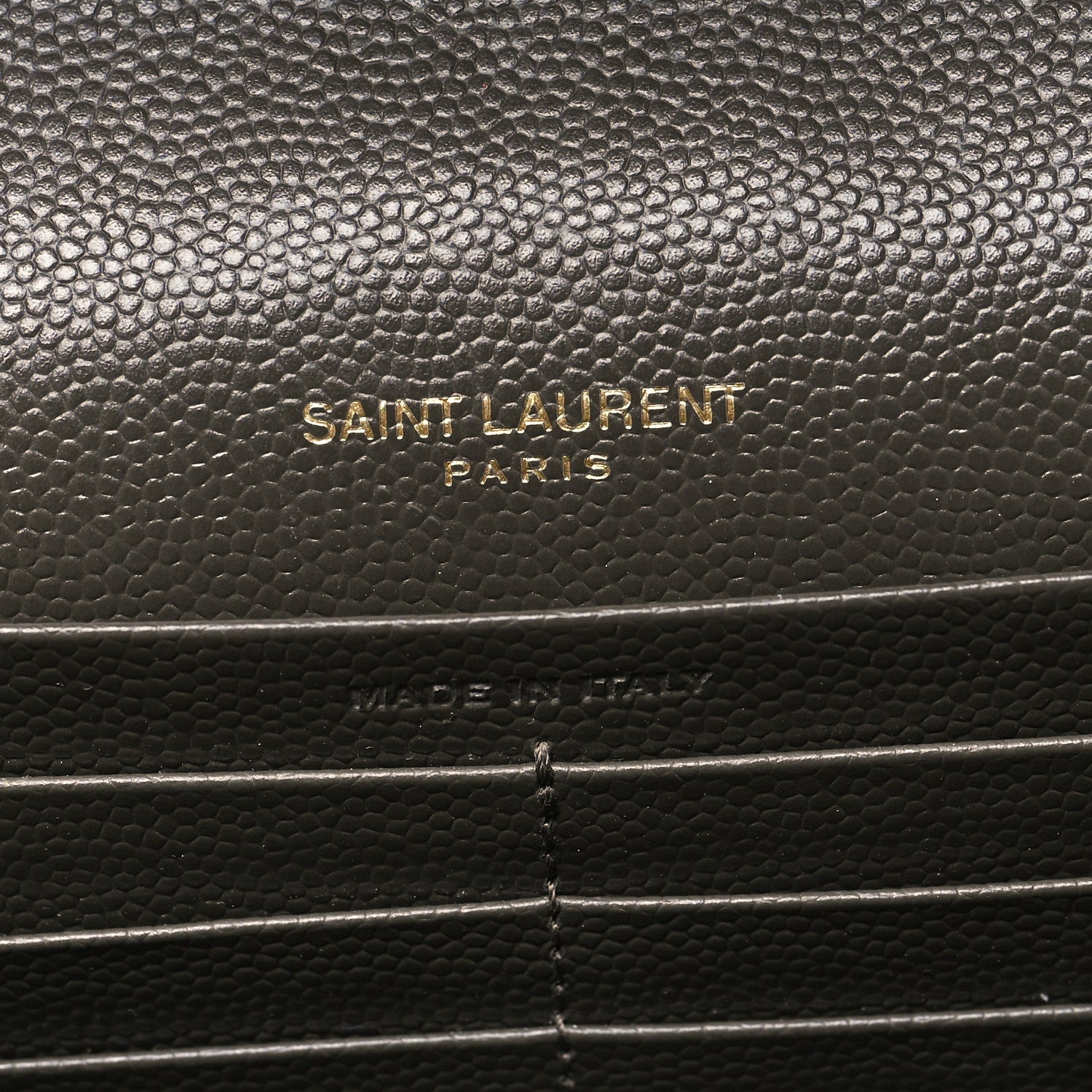 Saint Laurent Grain De Poudre Matelasse Chevron Monogram Chain Wallet Oyster Grey 6 of 9