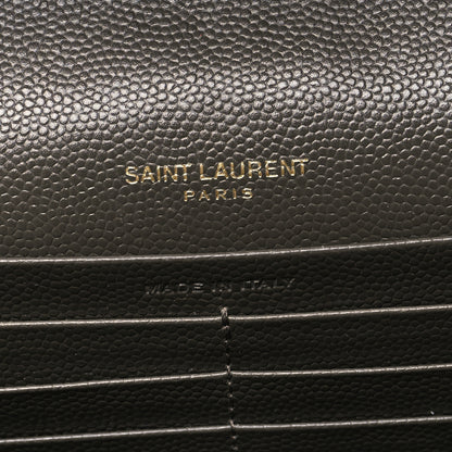 Saint Laurent Grain De Poudre Matelasse Chevron Monogram Chain Wallet Oyster Grey 6 of 9