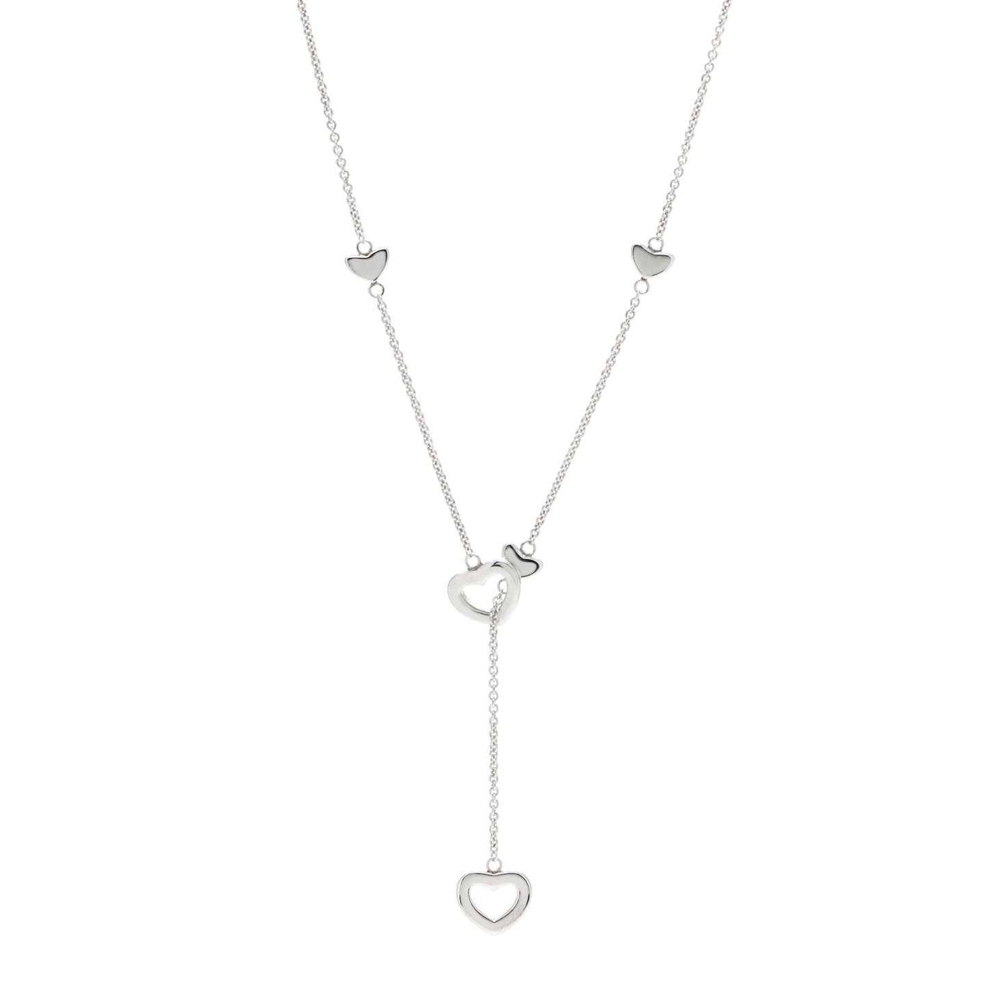 Sterling Silver Heart Lariat Necklace