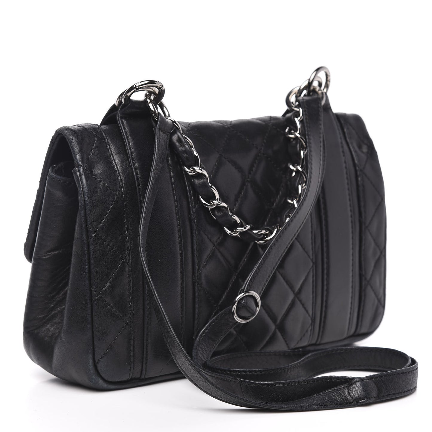 Lambskin Quilted Small Messenger Bag Black