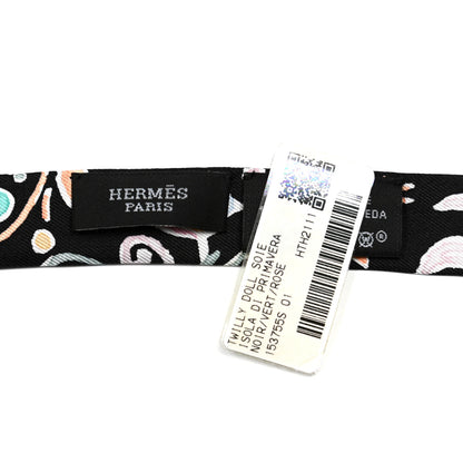 Hermes Silk Isola Di Primavera Doll Twilly Black Vert Rose 3 of 3
