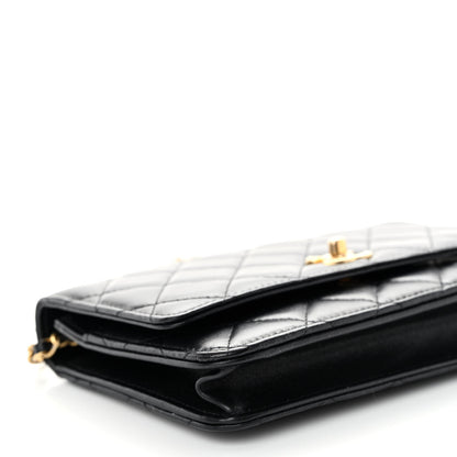 Chanel Lambskin Quilted Pearl Crown Wallet On Chain WOC Black 10 of 11