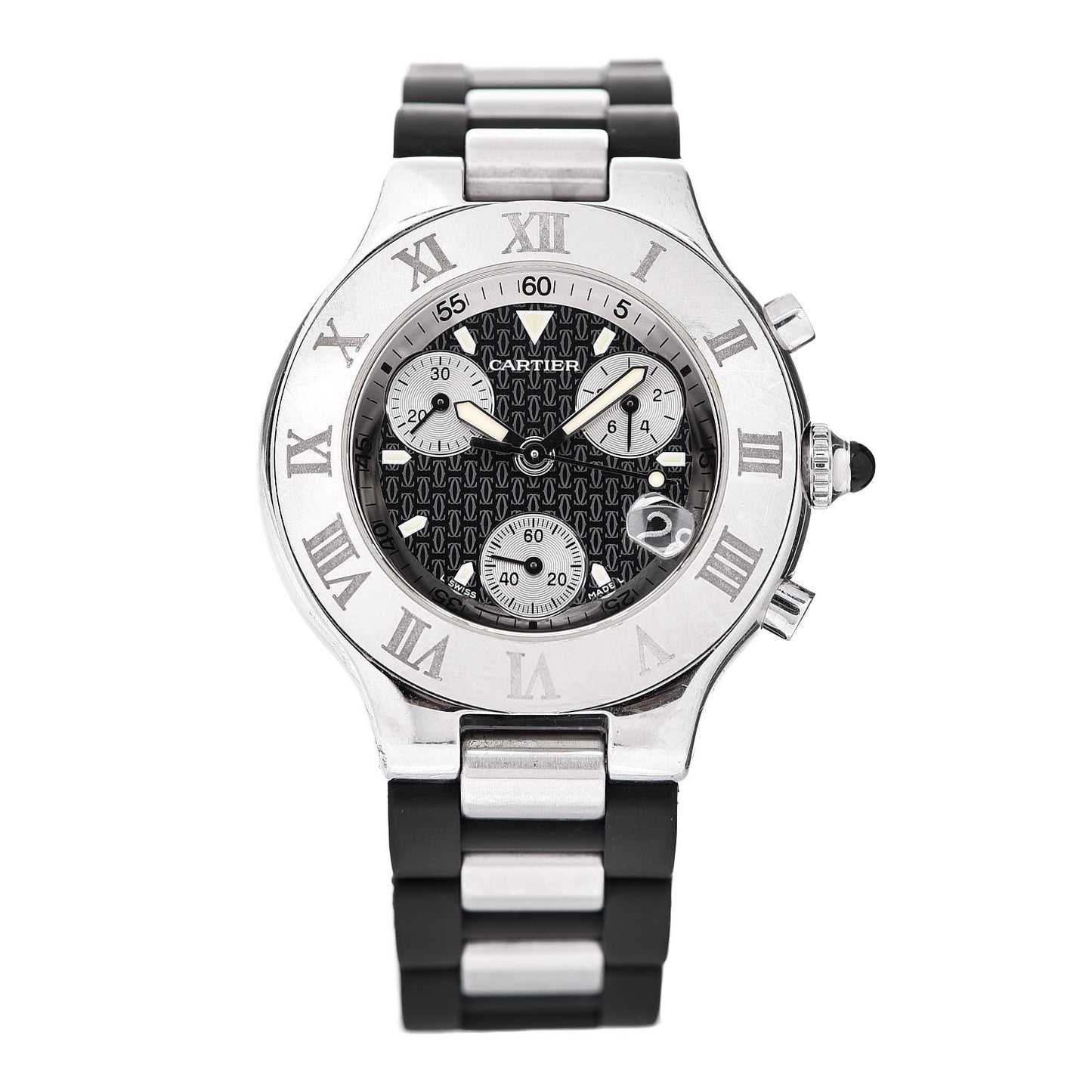 Stainless Steel Rubber 38mm Must 21 Chronoscaph Quartz Watch Black