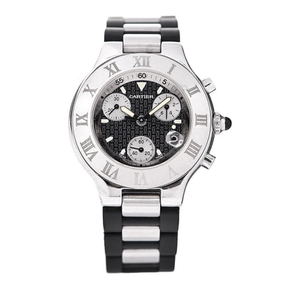 Cartier Stainless Steel Rubber 38mm Must 21 Chronoscaph Quartz Watch Black 1 of 8