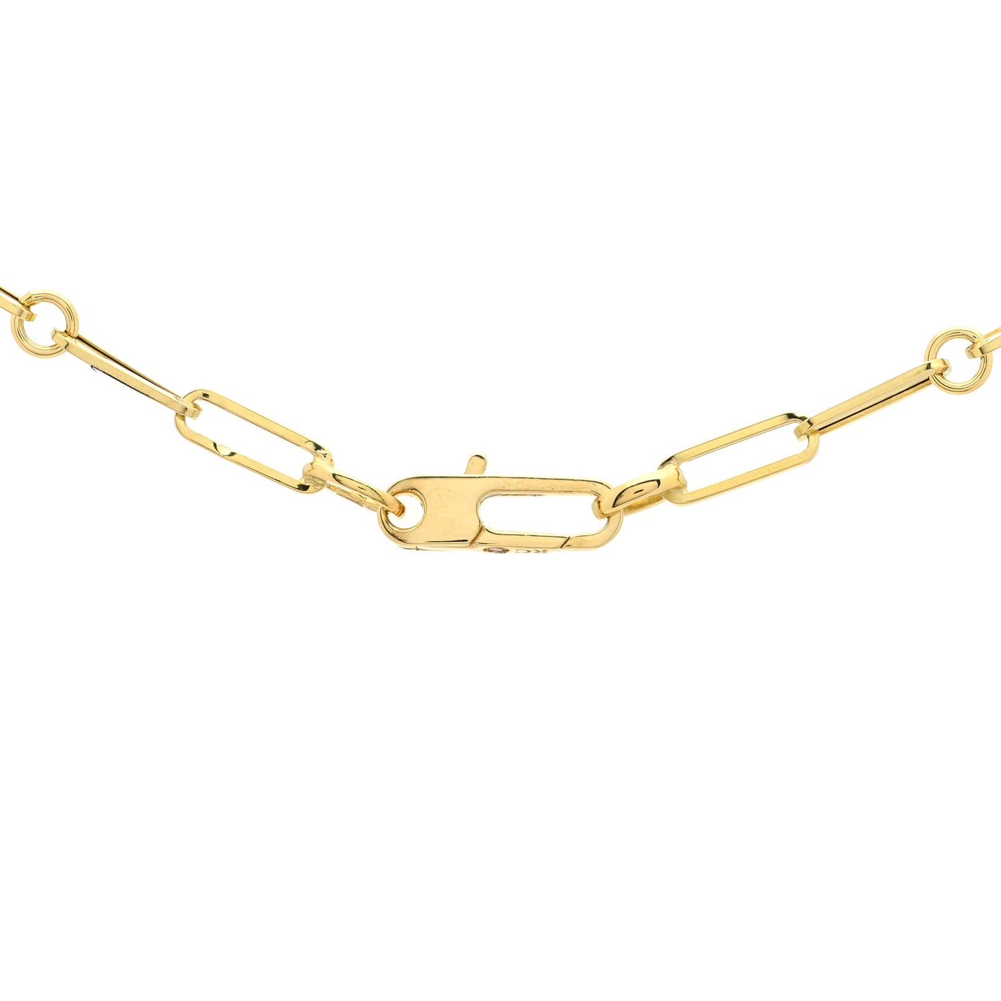 18K Yellow Gold Paper Clip Link Necklace
