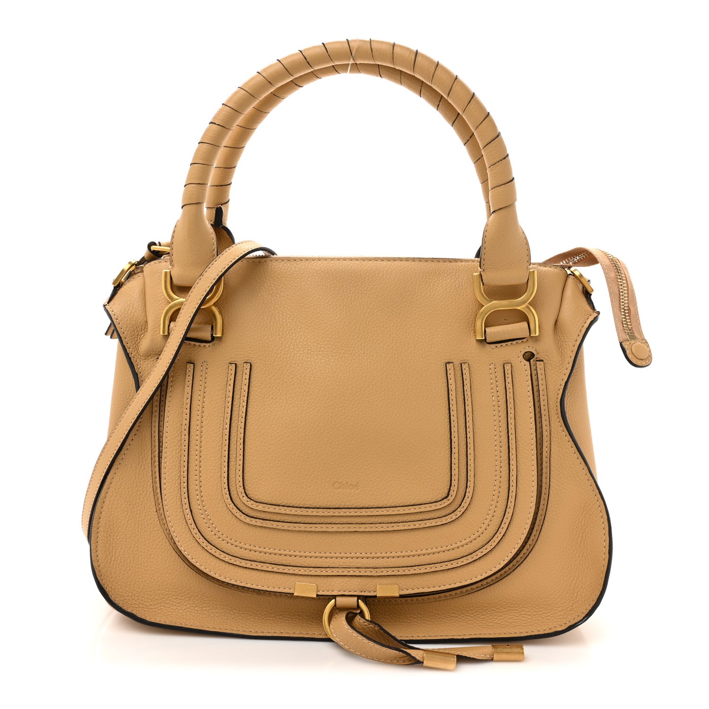 Calfskin Medium Marcie Satchel Light Tan