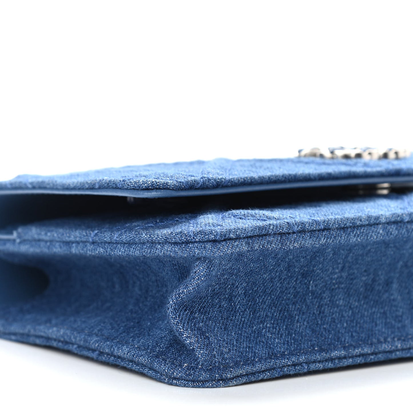 Denim Quilted Chanel 19 Wallet On Chain WOC Blue