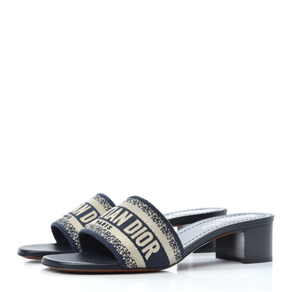Christian Dior Cotton Embroidered Dway 40mm Slide Sandals 36.5 Deep Blue 3 of 12