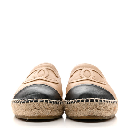 Chanel Lambskin CC Espadrilles 37 Beige Black 3 of 10