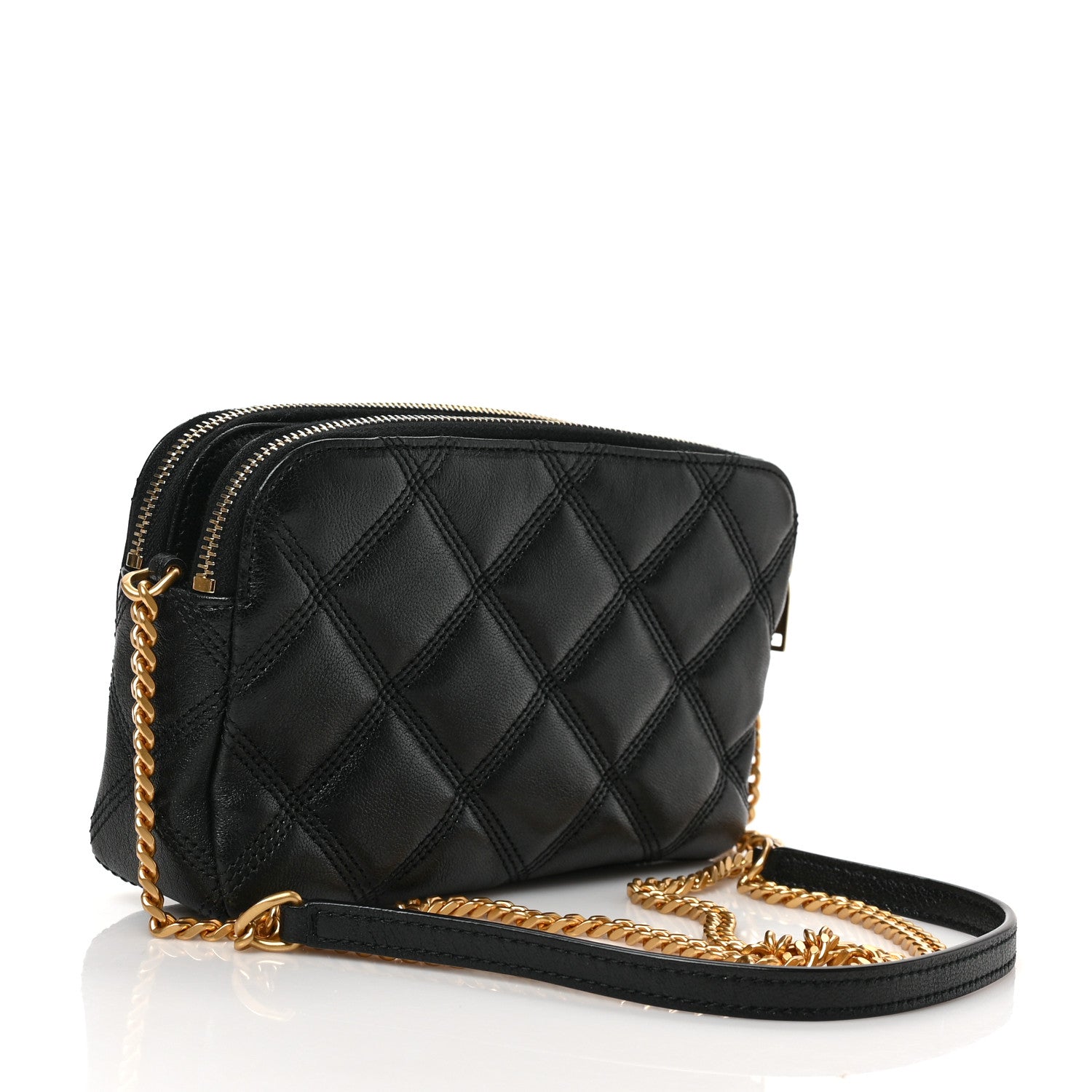 Saint Laurent Grained Lambskin Quilted Mini Becky Double Zip Bag Black 3 of 8