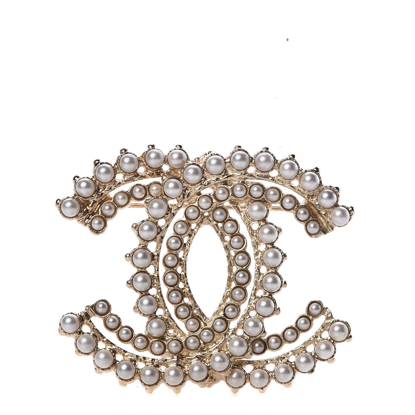 Pearl CC Brooch Gold