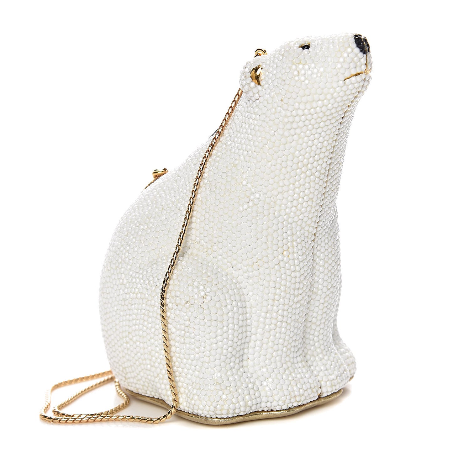 Swarovski Crystal Polar Bear Minaudiere Clutch White
