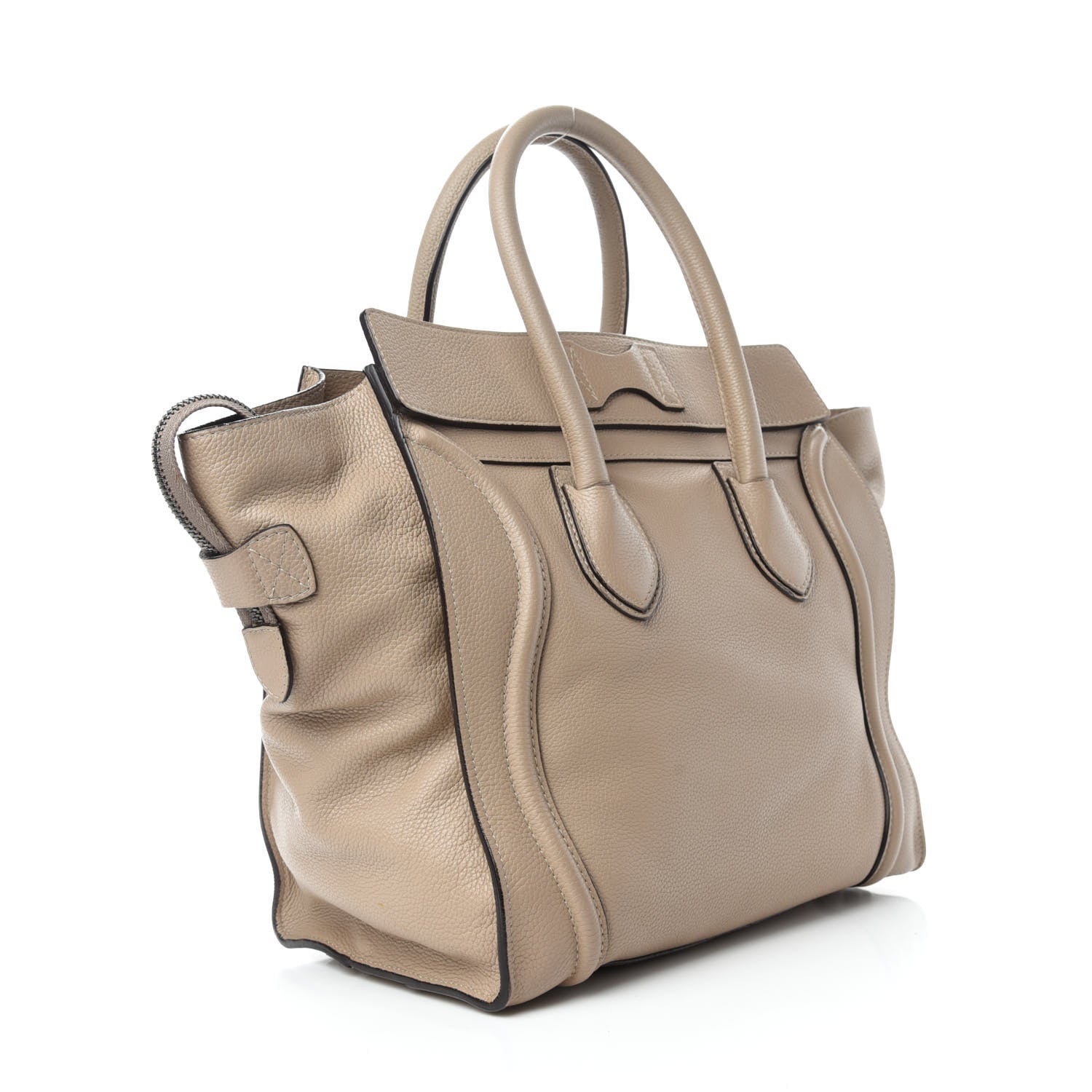 Celine Drummed Calfskin Mini Luggage Dune 3 of 19