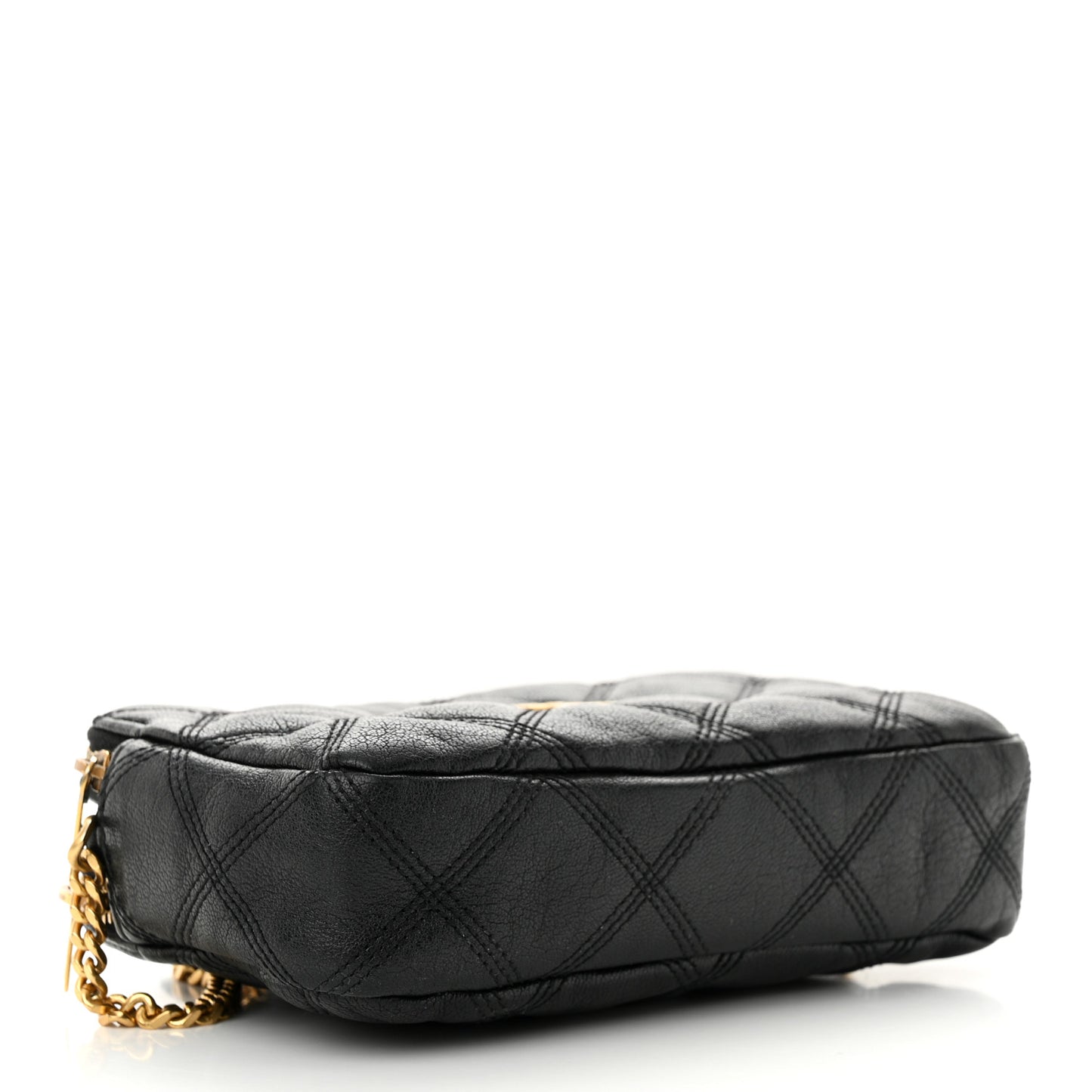 Grained Lambskin Quilted Mini Becky Double Zip Bag Black