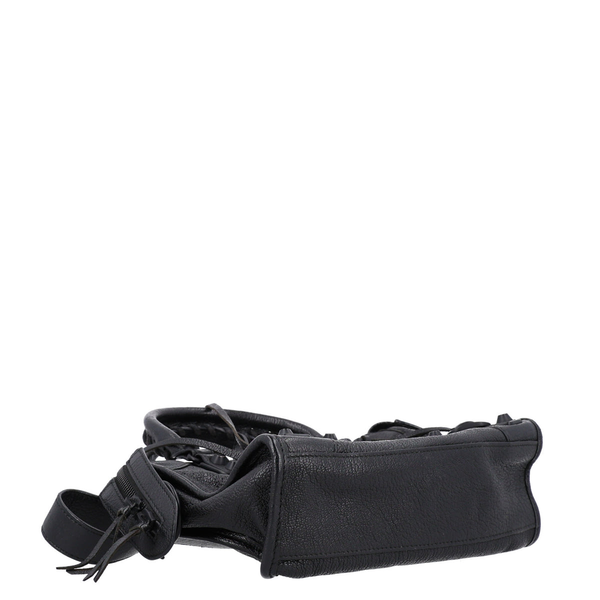 Shiny Goatskin Matte Black Metallic Edge Hardware Mini City Black
