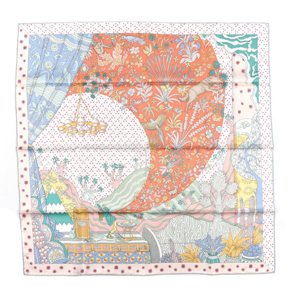 Hermes Silk Le Premier Chant Scarf 90 Abricot Ciel Vert 1 of 6