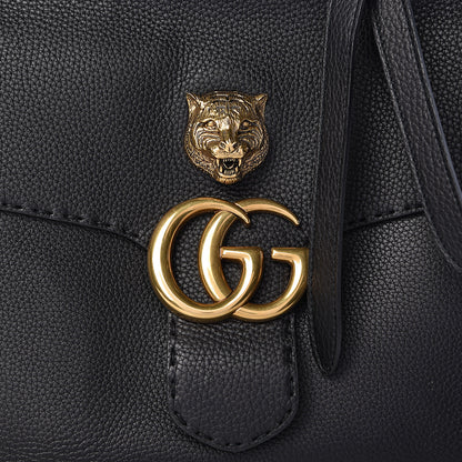 Gucci Calfskin Feline Medium GG Marmont Top Handle Bag Black 8 of 11