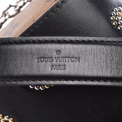 Louis Vuitton Calfskin Reverse Monogram Studded Twist Shoulder Bag MM Black Gold 7 of 14