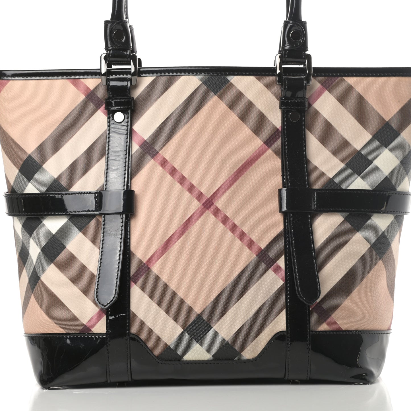 Patent Supernova Check Medium Denham Tote Black