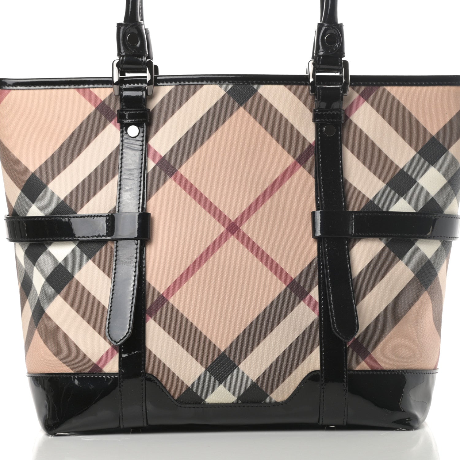 Burberry Patent Supernova Check Medium Denham Tote Black 9 of 11