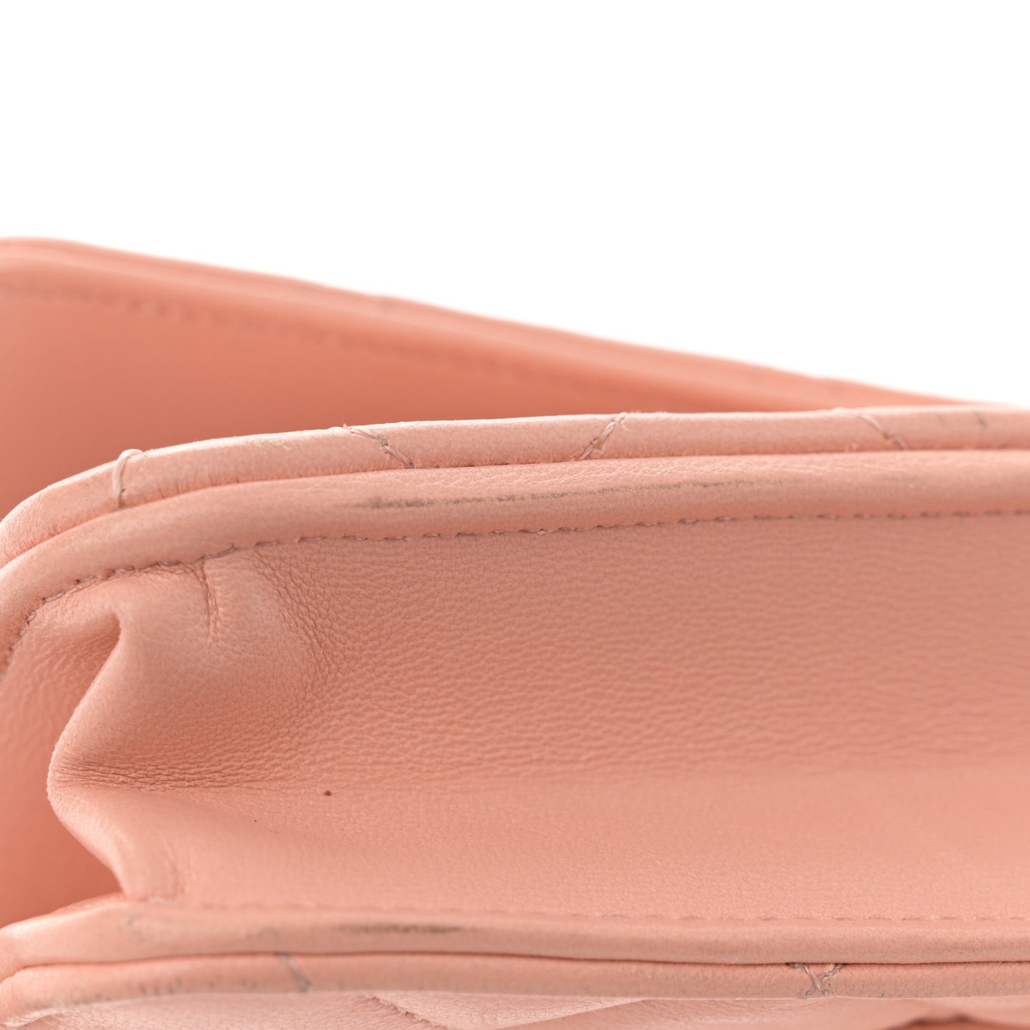 Lambskin Quilted CC Pearl Crush Wallet on Chain WOC Light Orange