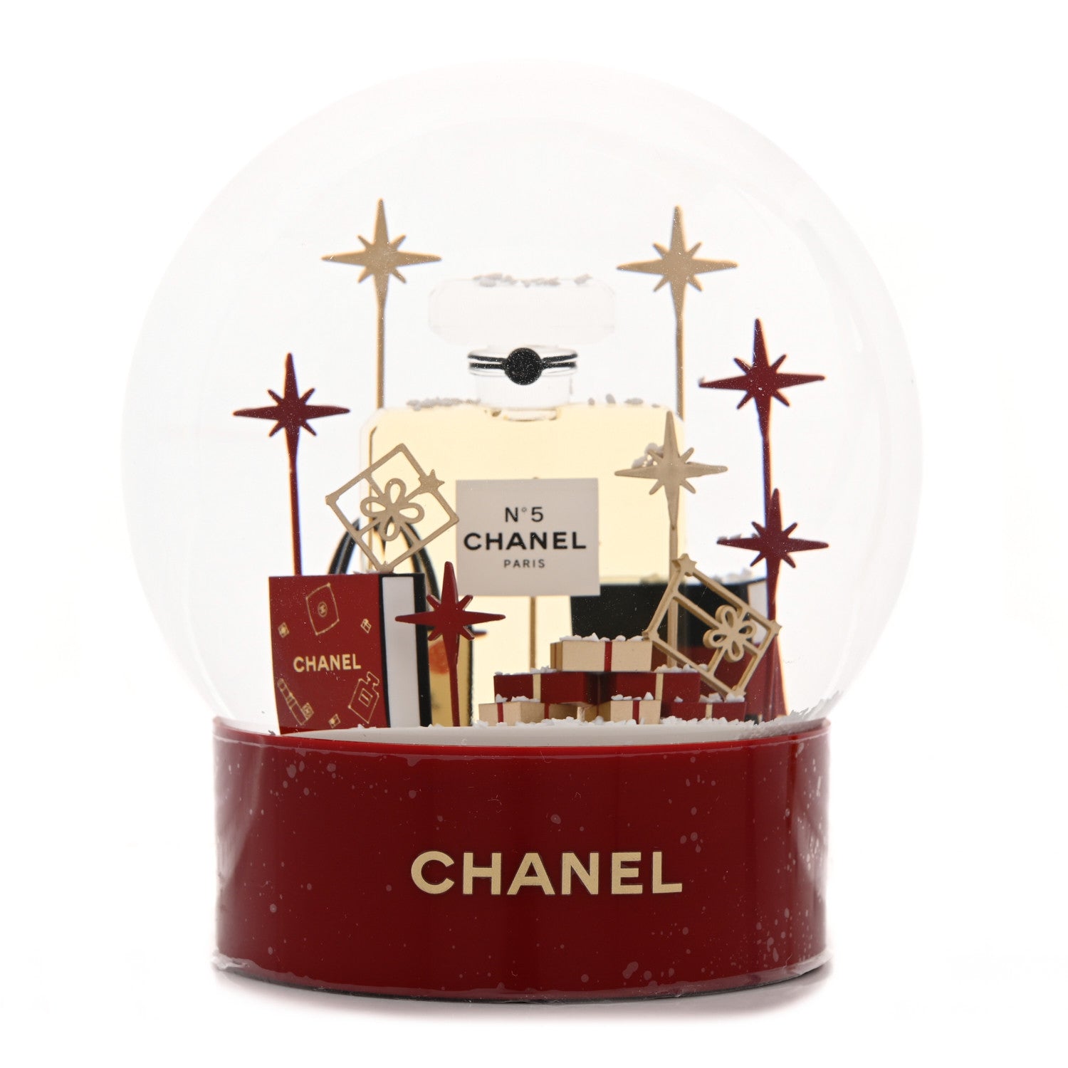 Chanel Glass N°5 Perfume Bottle Snow Globe Red 1 of 8