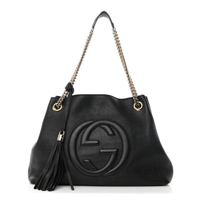 Gucci Pebbled Calfskin Medium Soho Chain Shoulder Bag Black 1 of 18