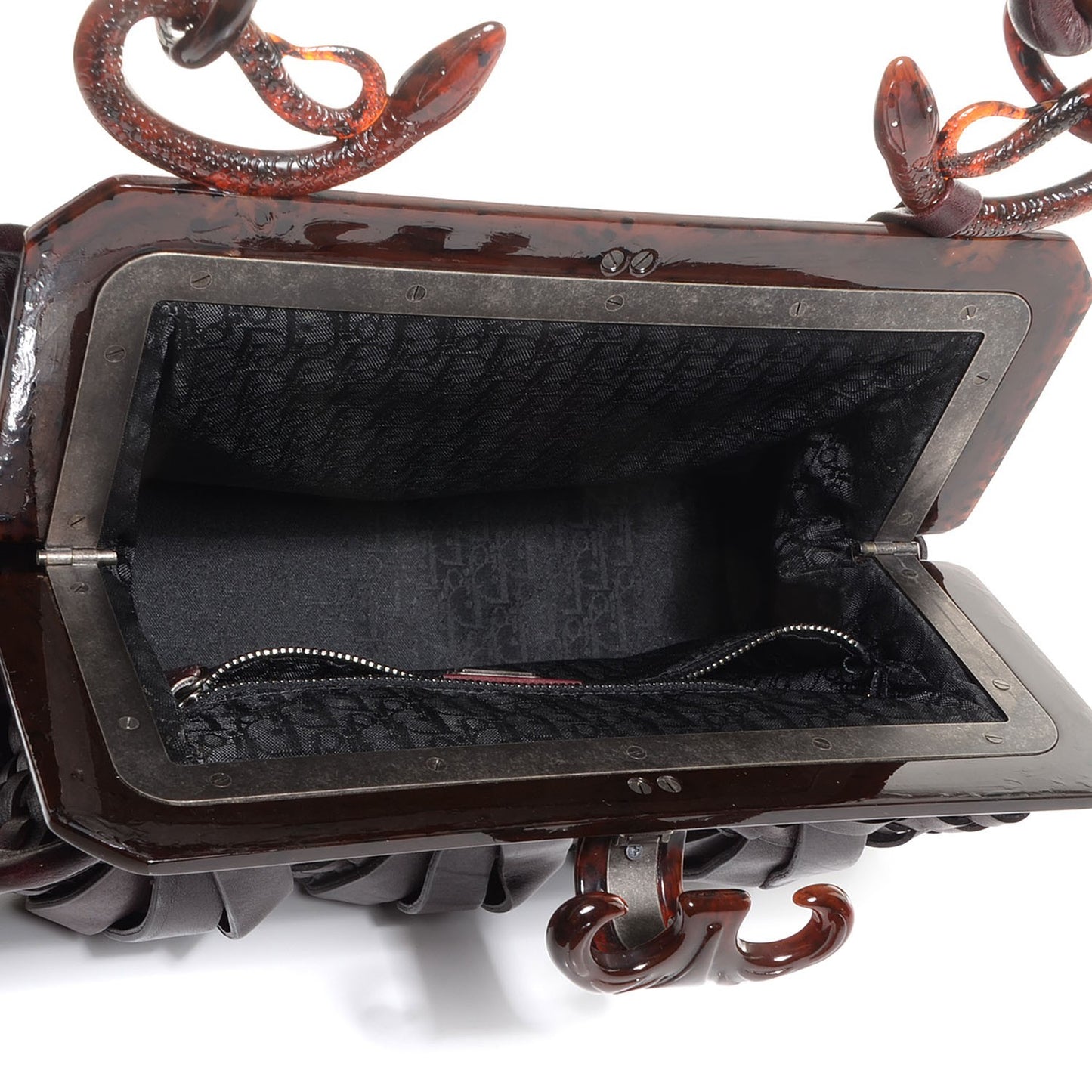 Leather Samourai 1947 Intrecciato Frame Bag Brown