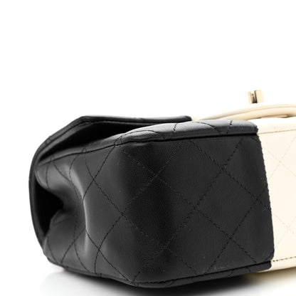 Chanel Lambskin Quilted Mini Rectangular Flap Black White 9 of 13