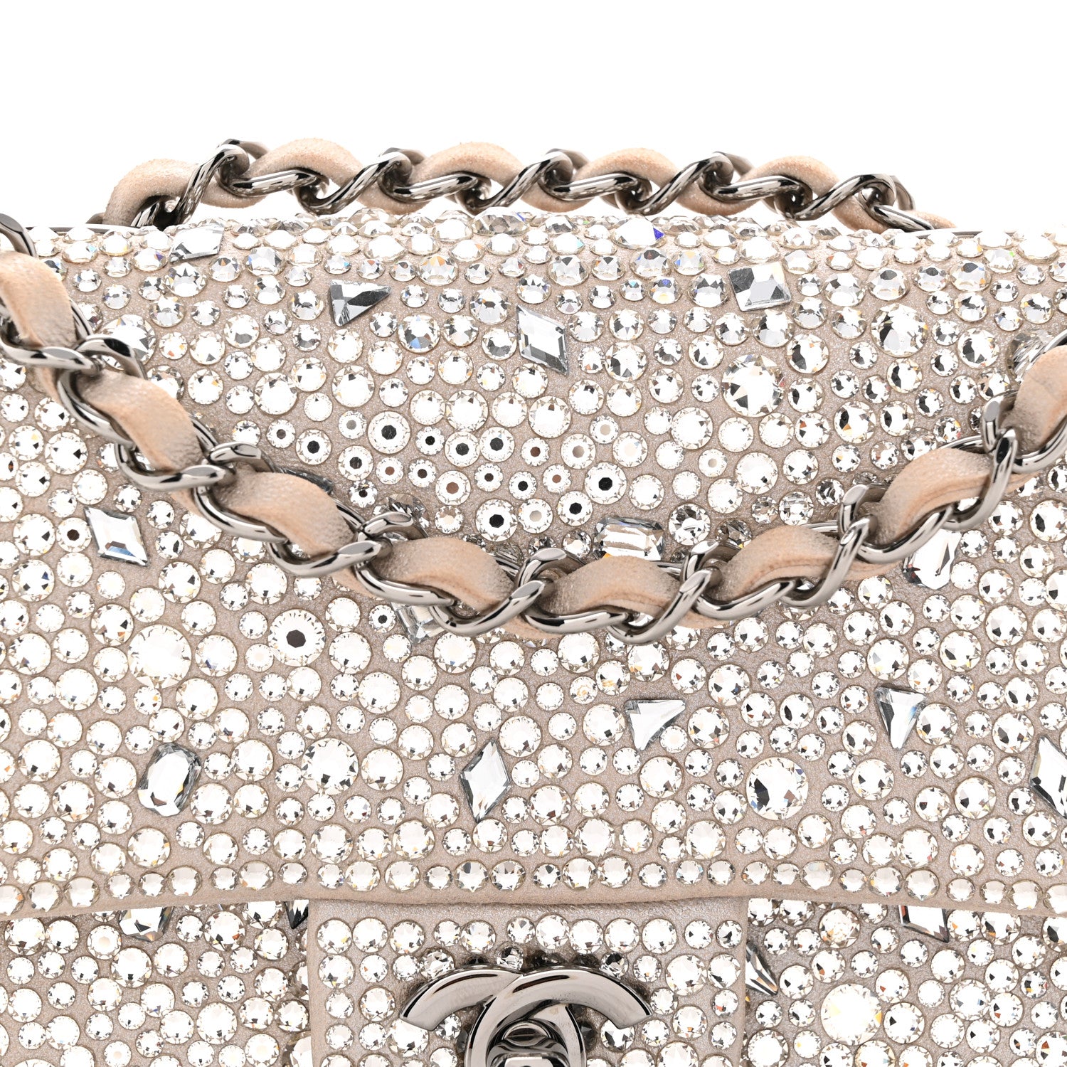 Chanel Suede Calfskin Crystal Mini Flap Silver 8 of 11