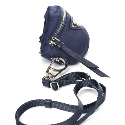 Prada Tessuto Nylon Saffiano Metal Triangle Logo Mini Crossbody Pouch Baltico 5 of 12