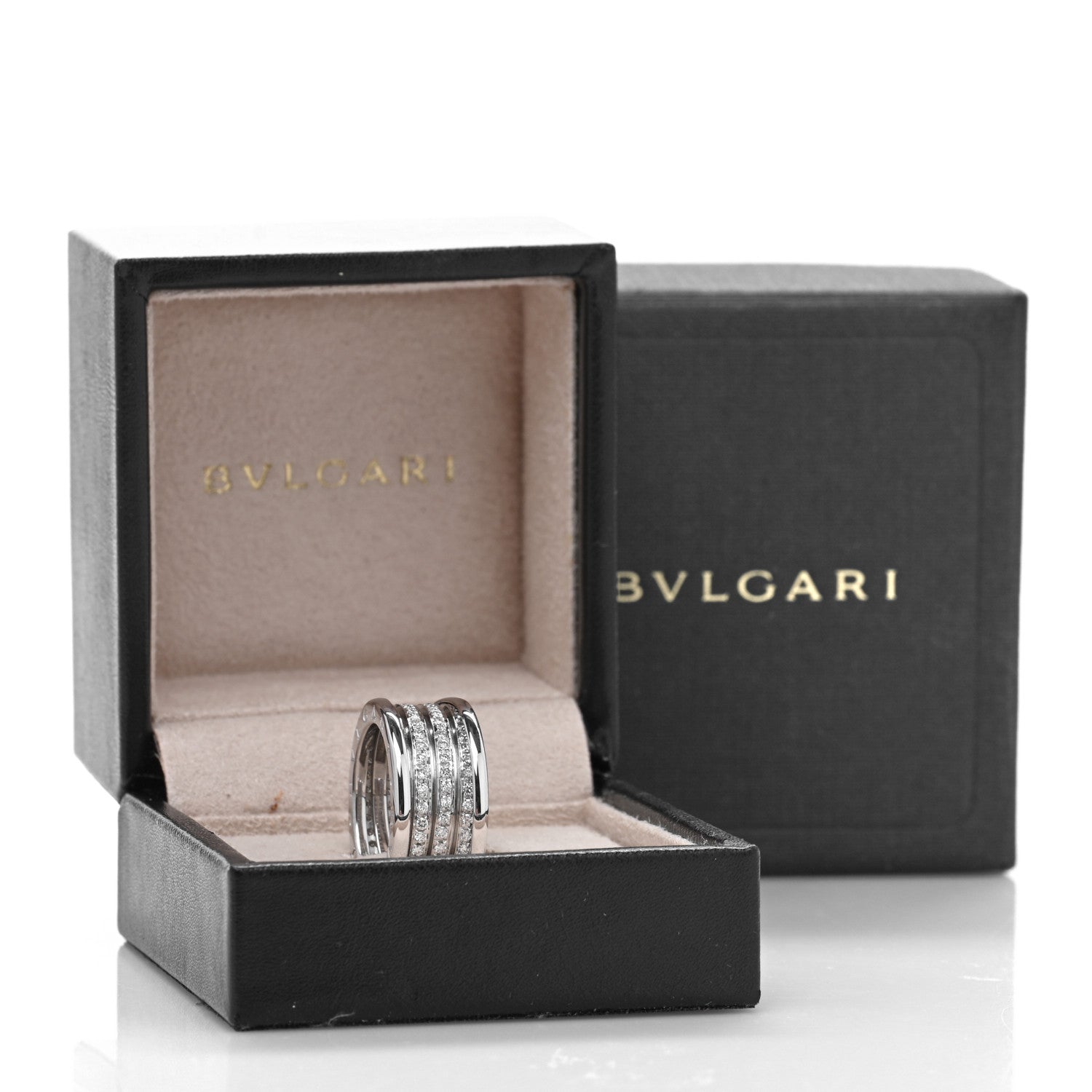 Bulgari 18K White Gold Diamond B.Zero1 Four-Band Full Pave Ring 56 7.5 5 of 5