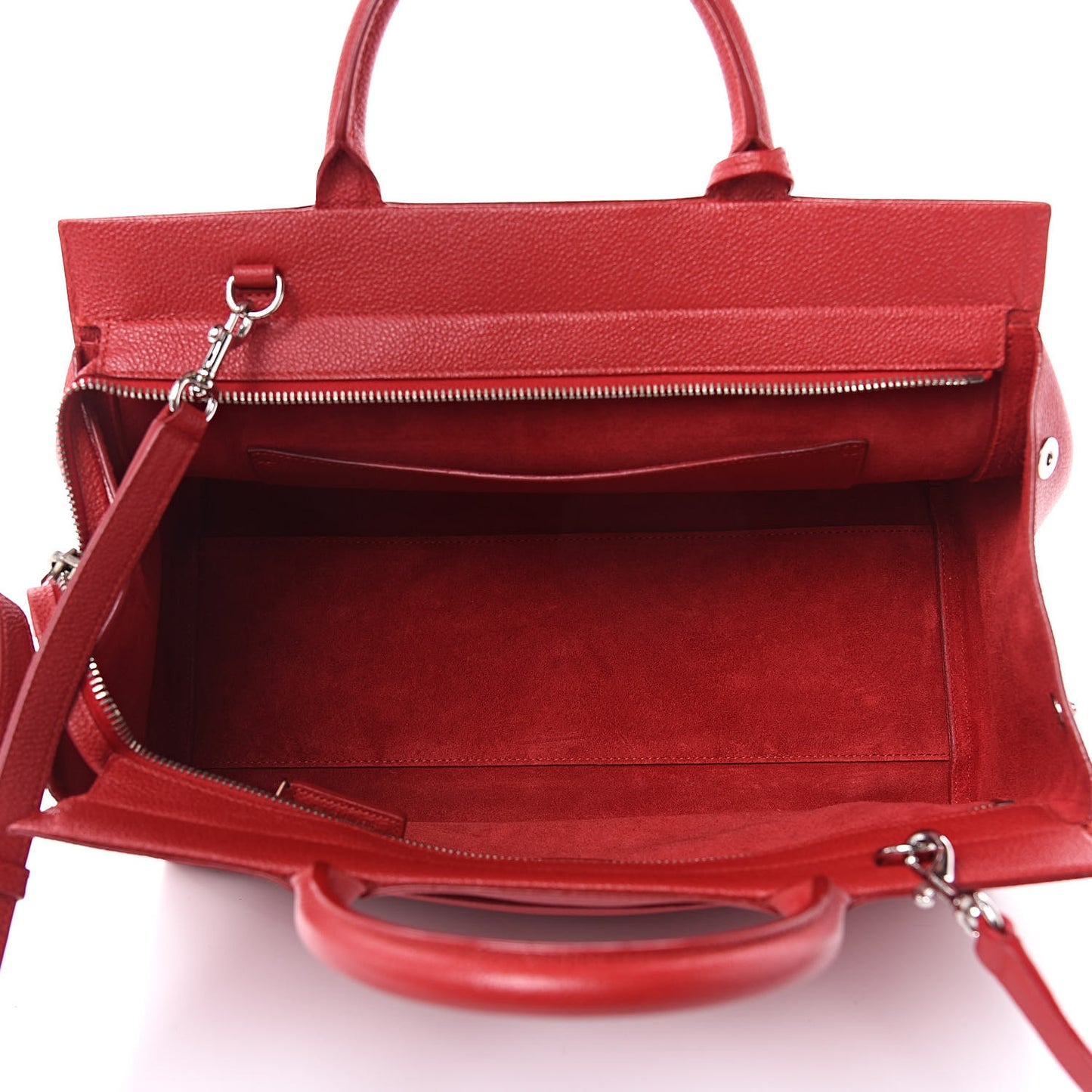 Grained Calfskin Small Cabas Rive Gauche Red