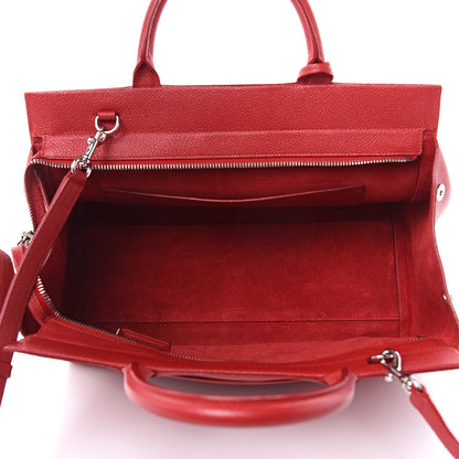 Saint Laurent Grained Calfskin Small Cabas Rive Gauche Red 5 of 14