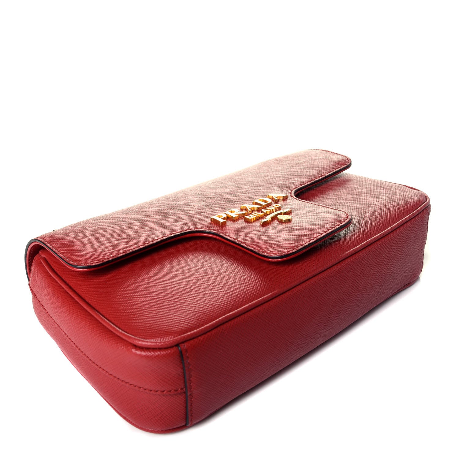 Prada Saffiano Pattina Chain Crossbody Bag Fuoco 5 of 9