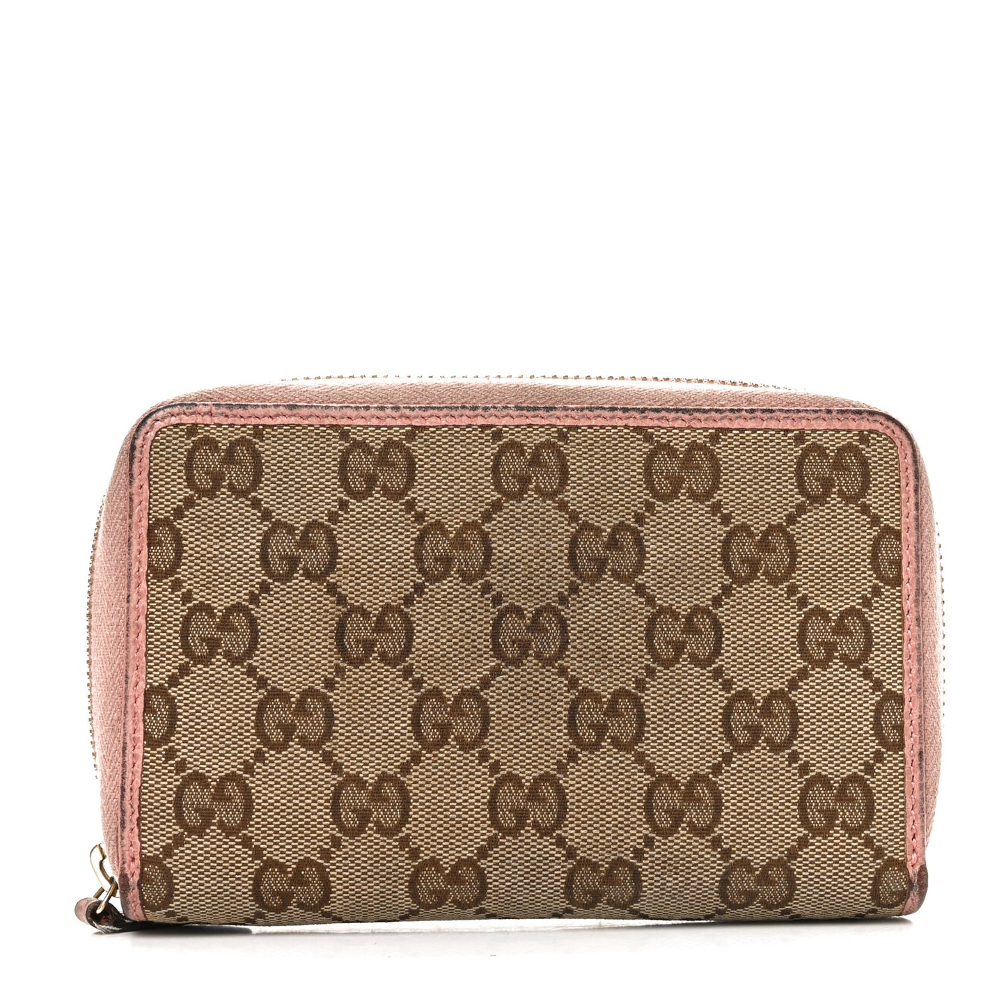 Monogram Dollar Calfskin Zip Around Compact Wallet Beige Ebony Soft Pink